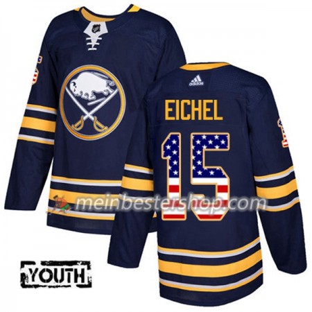 Buffalo Sabres Jack Eichel 15 Adidas 2017-2018 Marineblau USA Flag Fashion Trikot Authentic - Kinder